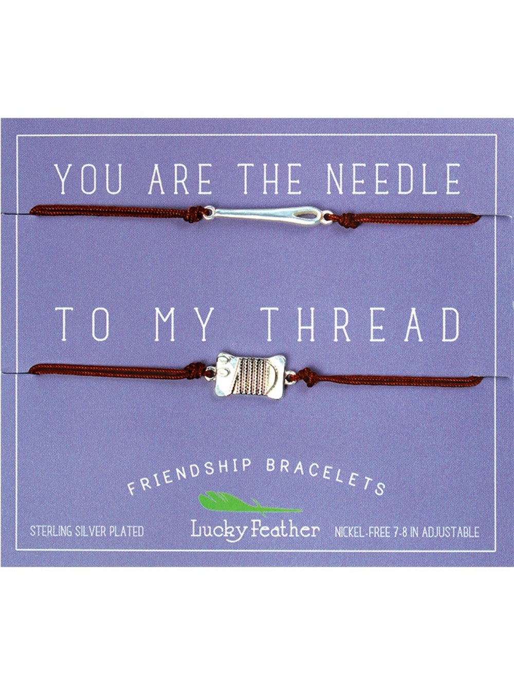 Lucky Feather 'You Are The Needle To My Thread' Friendship Bracelet Set - Brown